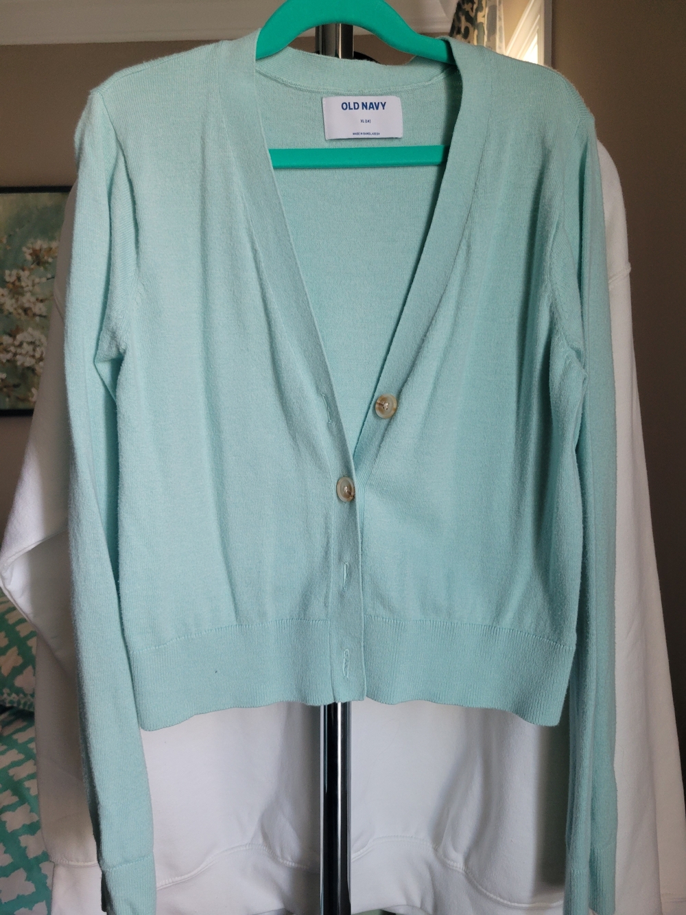 Old Navy Light Mint Button-Up V-Neck Cardigan